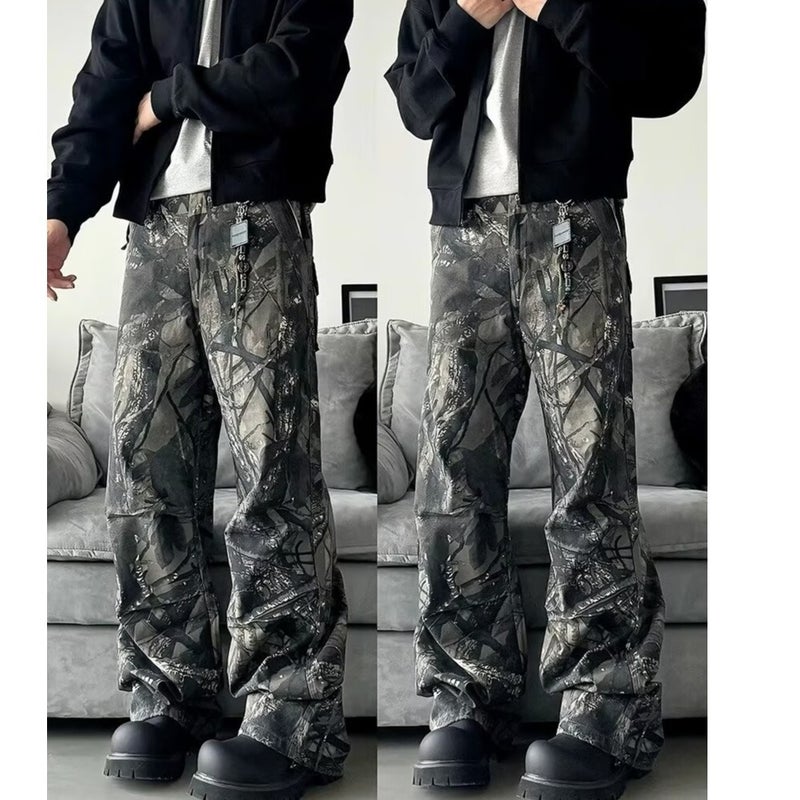 Camouflage Overalls Jeans Men'S Summer American Style High Street Design Sense Niche Loose Straight Casual Pants - Image 2
